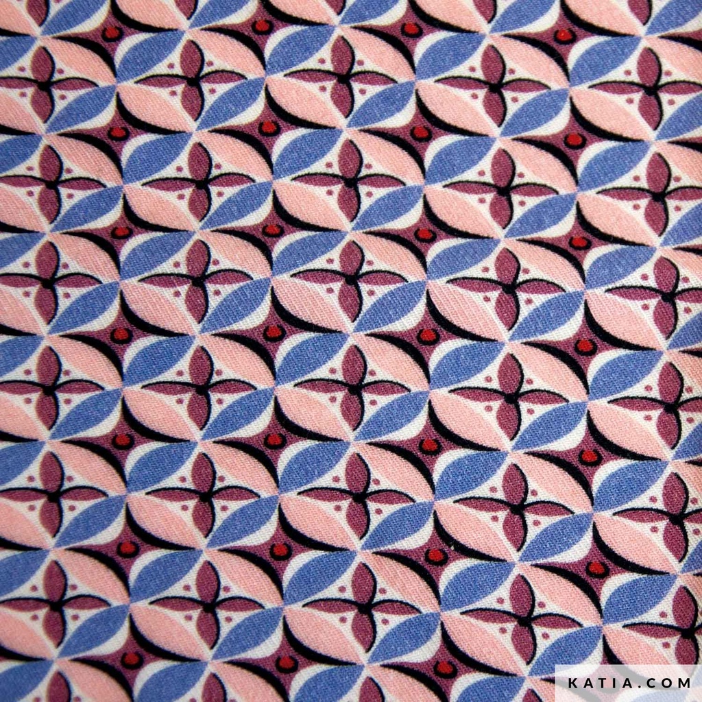 TELA SARGA DE VISCOSA Katia RETRO PINK FLOWERS