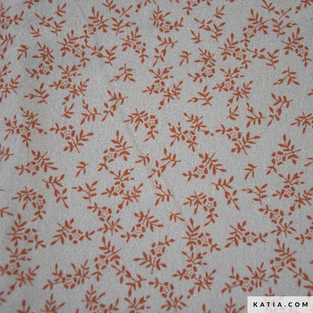 Katia flannel cotton print 6 rust and leaves