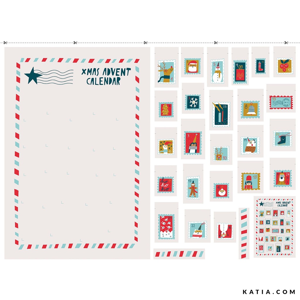 XMAS Canvas. Calendario de adviento. PANEL DE LONETA CALENDARIO DE ADVIENTO