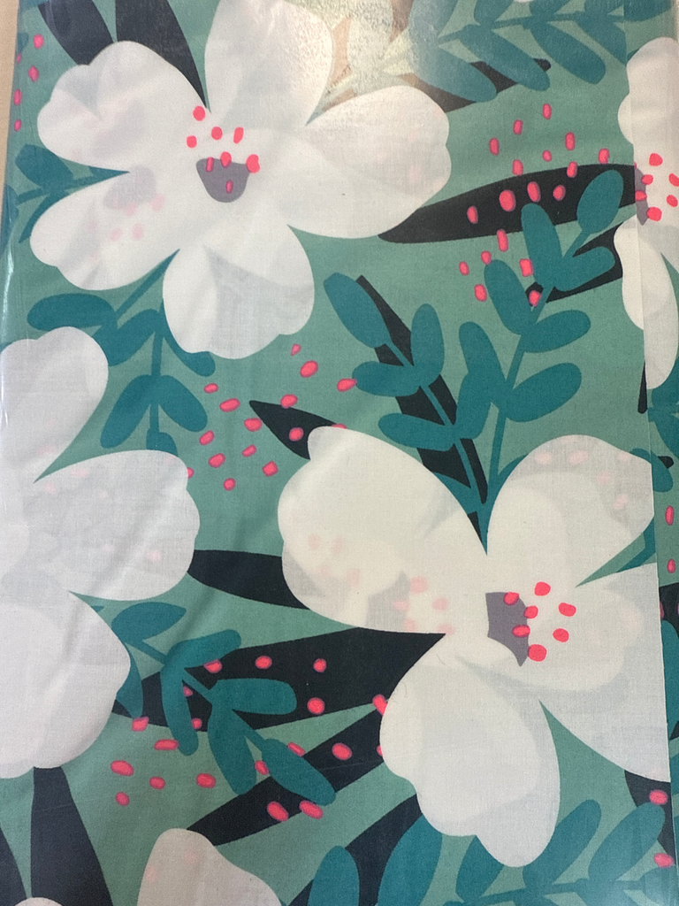 Poplin light print neón pink flower