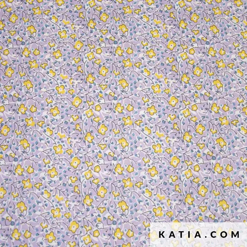 [2201-14] poplin light print sun&Lilac Flowers