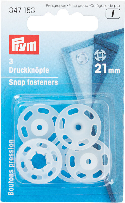 Prym Snap Sew on Plastic Fasteners  Transparent - per Pack of 12