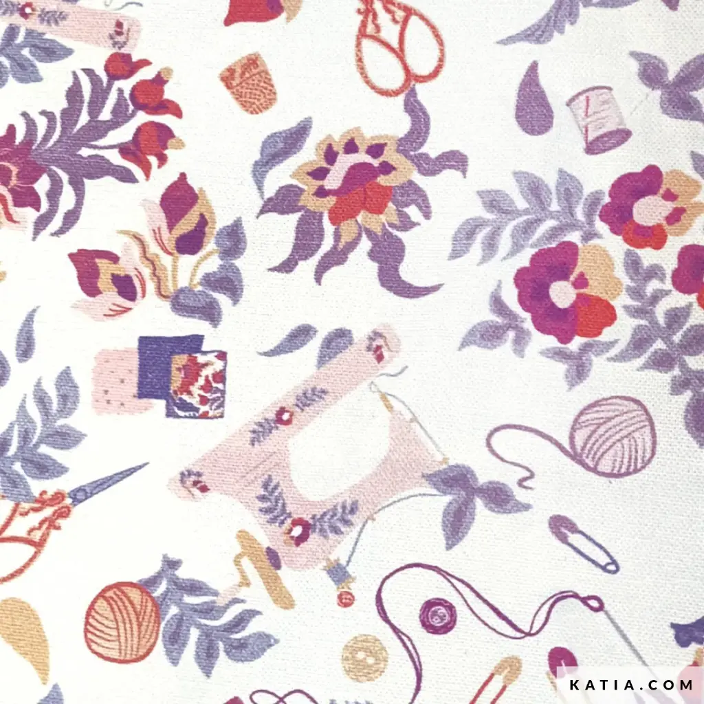 [Katia 80Z 2218] Loneta Canvas cotton Print purple rights