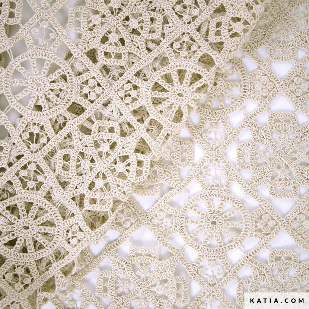 [2299-1 Crochet Circles Fabric Crochet Circles] Tela de encaje Crochet con diseño circular