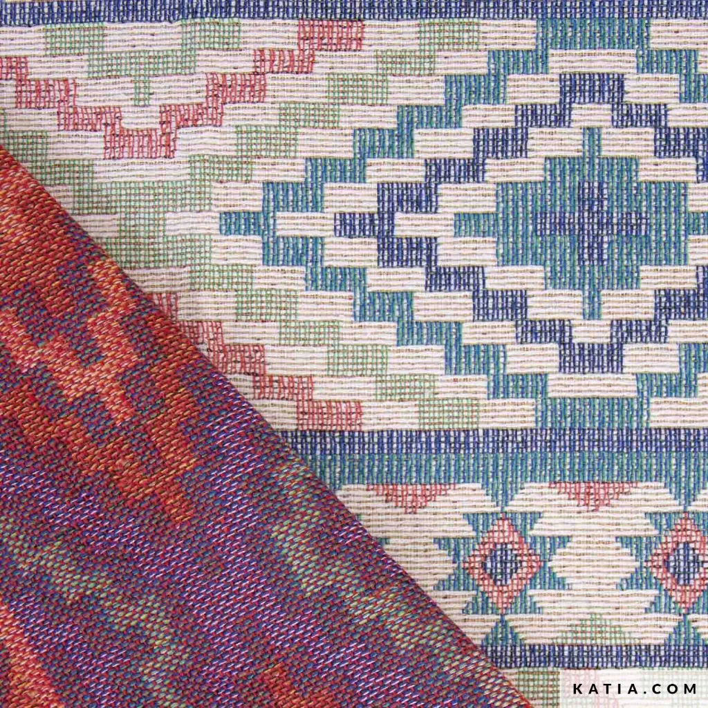 [22943 Ethnic Jacquard Aqua Jacquard] Tela Jacquard con diseño Étnico Tribal (22943  Aqua)